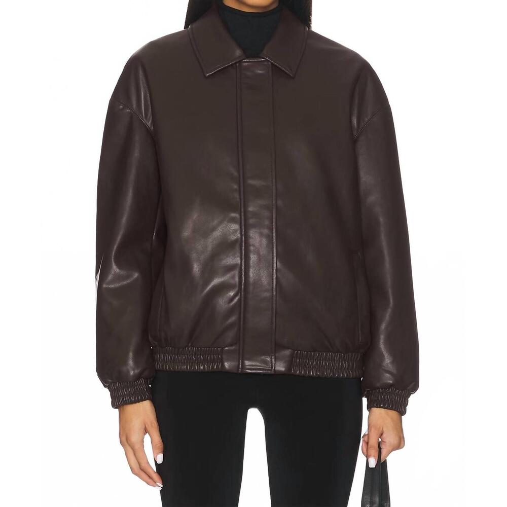 NEW ENZA COSTA bomber leather jacket in dark brown - Picture 5 of 9